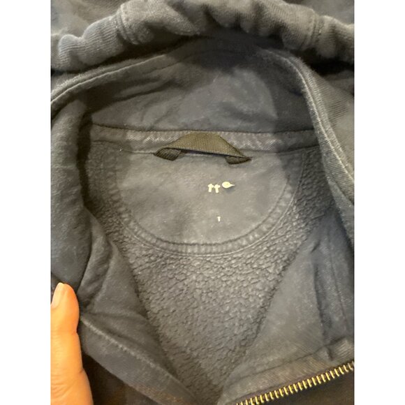 Carhartt Mens Navy Blue Half-Zip Hooded Sweatshirt W/ Mortenson Logo Embroidery - Picture 3 of 9